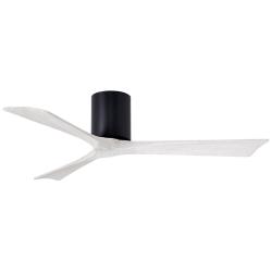 52" Matthews Irene 3H Matte Black and White Remote Hugger Ceiling Fan