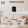52" Matthews Irene 3H Matte Black and White Remote Hugger Ceiling Fan