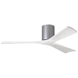 52" Matthews Irene 3H Nickel and White Hugger Ceiling Fan with Remote