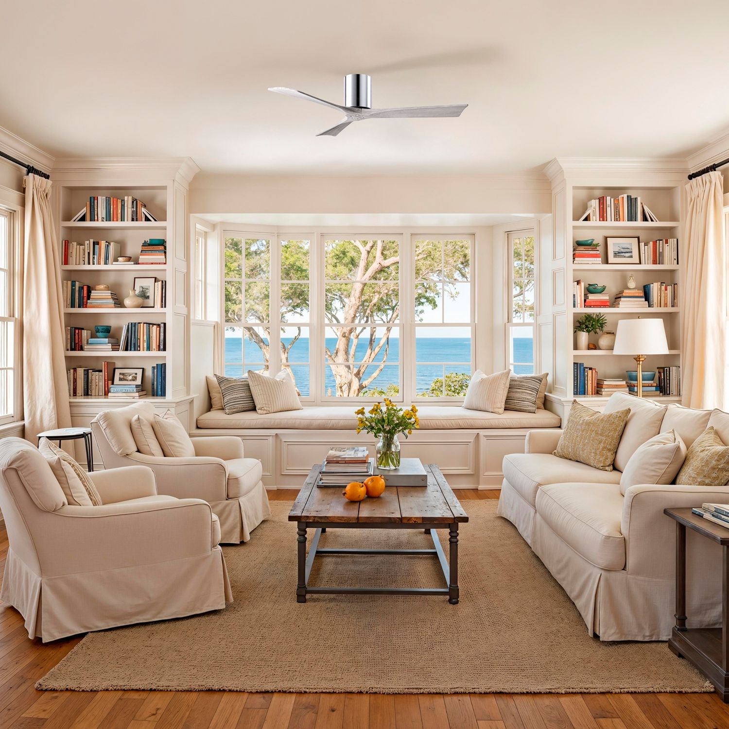 Image 5 52" Matthews Irene-3H Polished Chrome Hugger Ceiling Fan with Remote more views