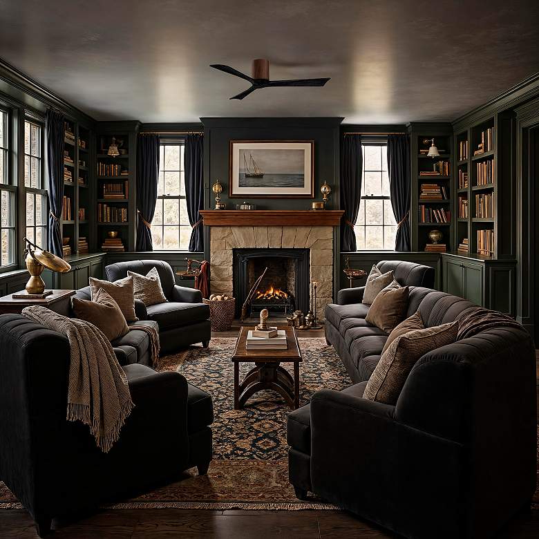 Image 6 52" Matthews Irene 3H Walnut and Matte Black Remote Hugger Ceiling Fan more views