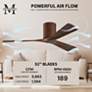 52" Matthews Irene 3H Walnut Modern Hugger Ceiling Fan with Remote