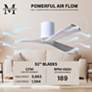 52" Matthews Irene 3H White and Barnwood Remote Hugger Ceiling Fan
