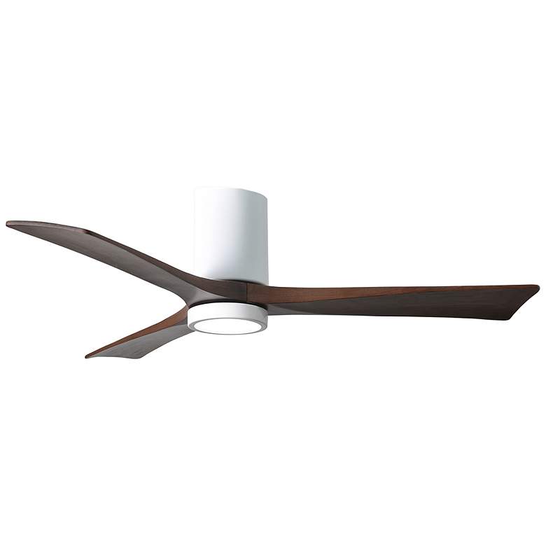 Image 1 52" Matthews Irene 3H White and Walnut Remote Hugger LED Ceiling Fan