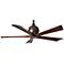52" Matthews Irene-5 Bronze and Walnut Damp Ceiling Fan with Remote