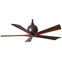 52&quot; Matthews Irene-5 Bronze and Walnut Damp Ceiling Fan with Remote