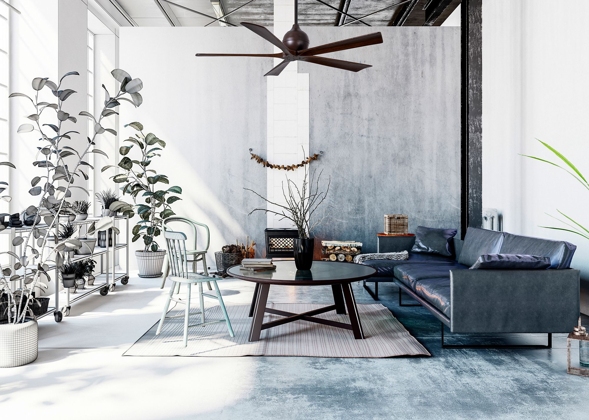 Image 7 52" Matthews Irene-5 Bronze and Walnut Damp Ceiling Fan with Remote more views