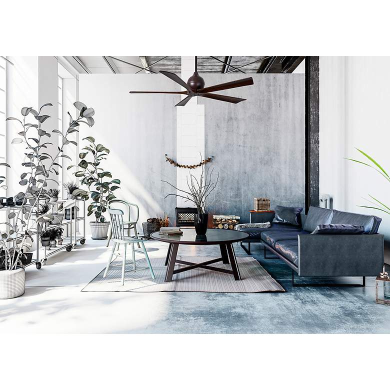 Image 7 52" Matthews Irene-5 Bronze and Walnut Damp Ceiling Fan with Remote more views