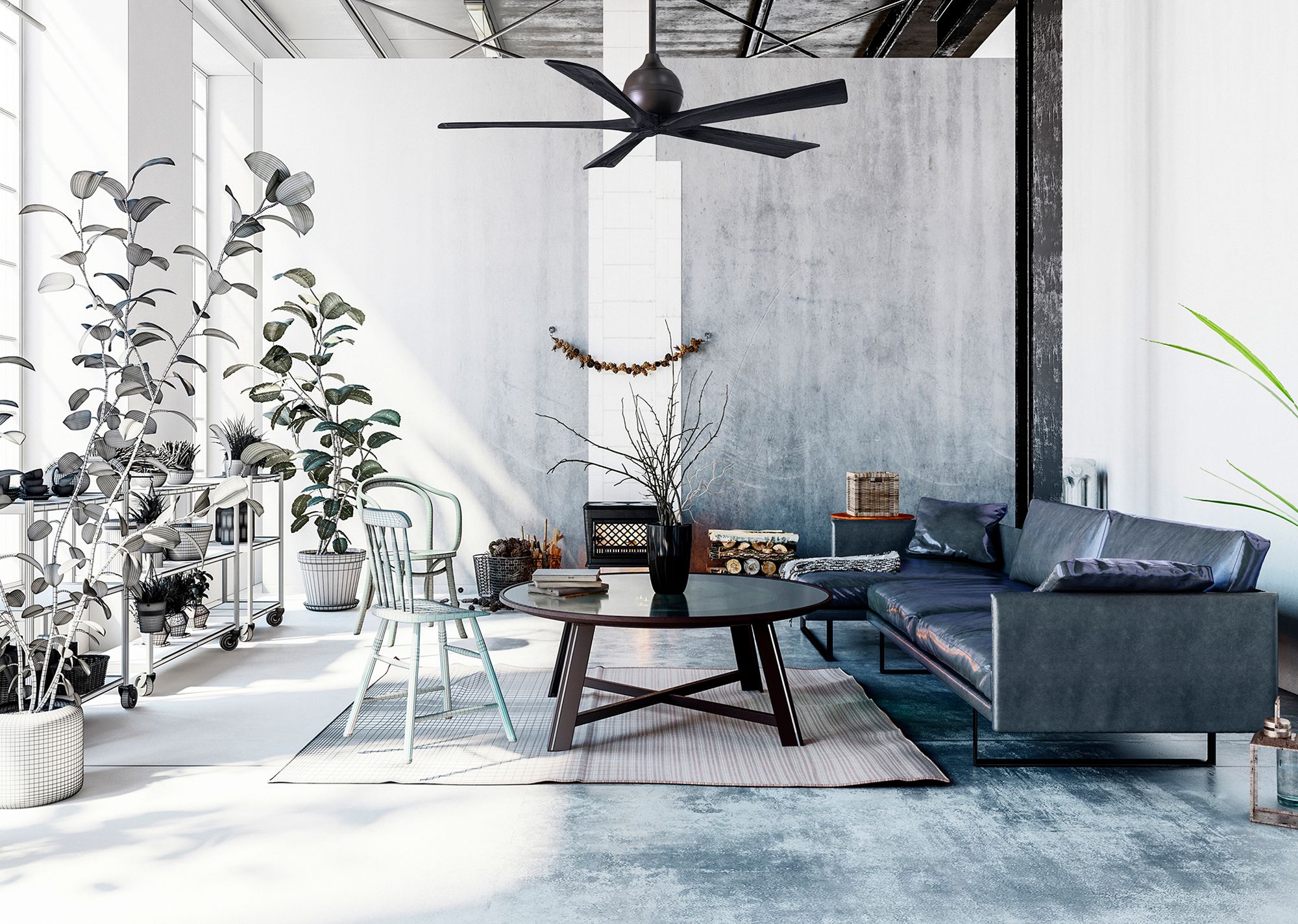 Image 6 52" Matthews Irene-5 Damp Textured Bronze Black Fan with Remote more views