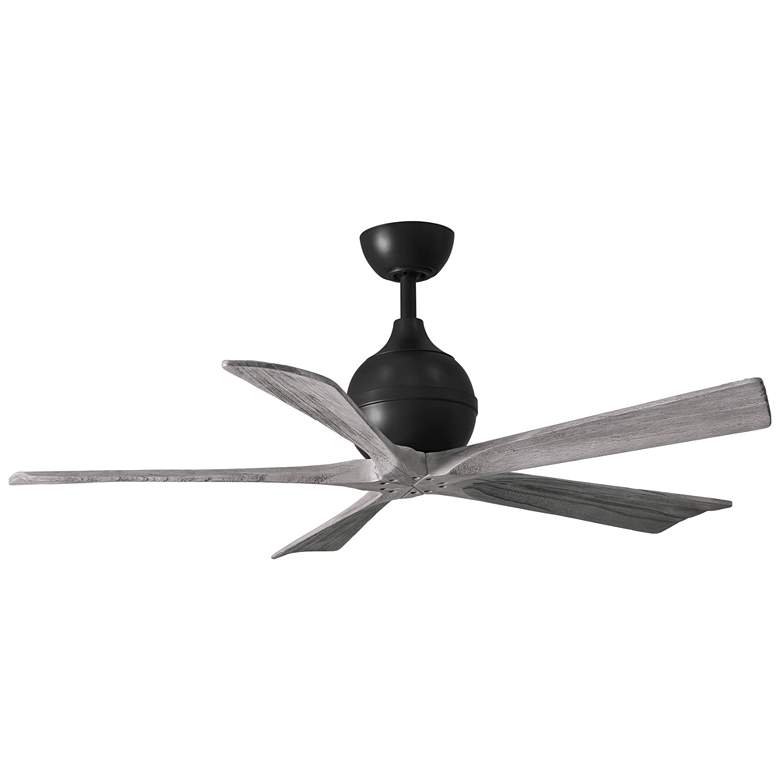 Image 1 52 inch Matthews Irene-5 Matte Black and Barnwood Damp Remote Ceiling Fan