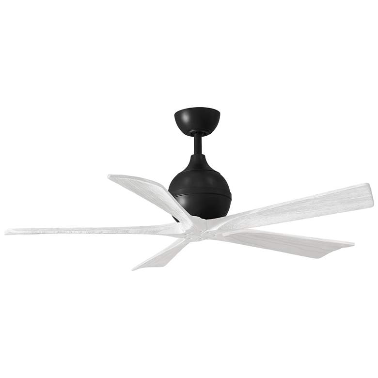 Image 1 52 inch Matthews Irene-5 Matte Black White Damp Ceiling Fan with Remote