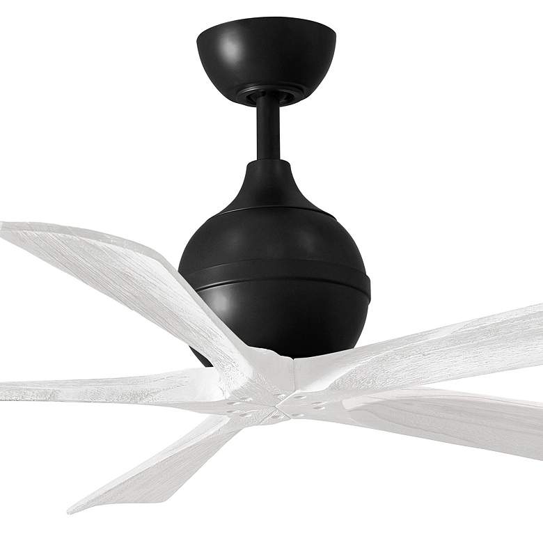 Image 2 52" Matthews Irene-5 Matte Black White Damp Ceiling Fan with Remote more views