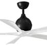 2_52" Matthews Irene-5 Matte Black White Damp Ceiling Fan with Remote more views