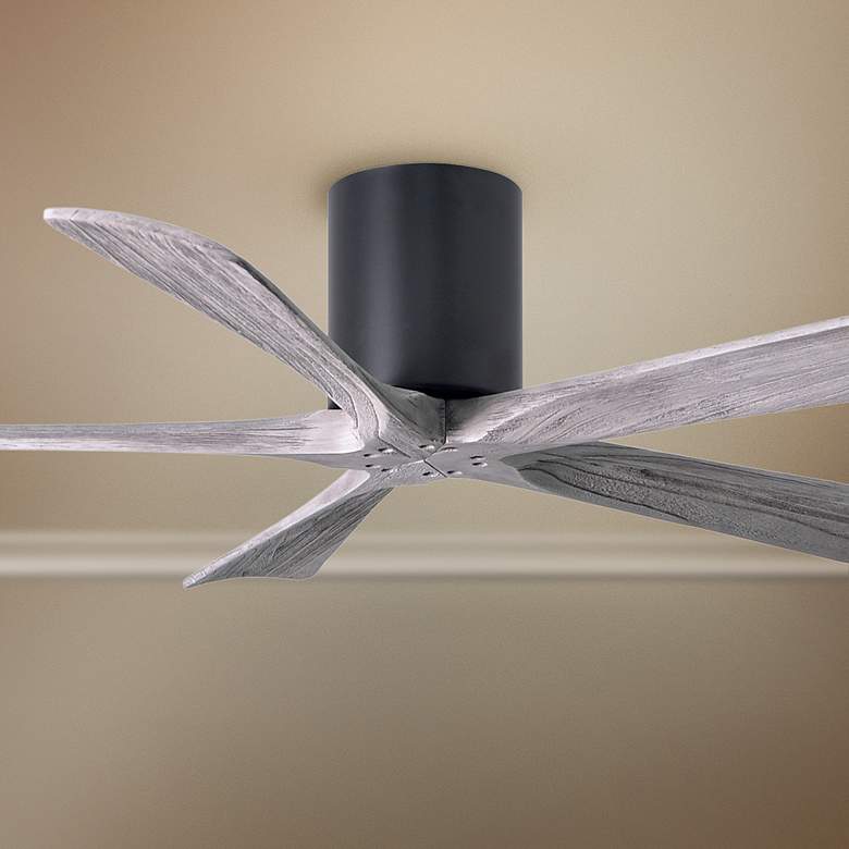 Image 1 52" Matthews Irene-5H Black and Barnwood Hugger Remote Ceiling Fan