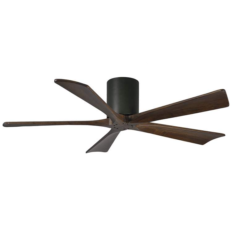 Image 1 52" Matthews Irene-5H Black and Walnut Hugger Ceiling Fan with Remote