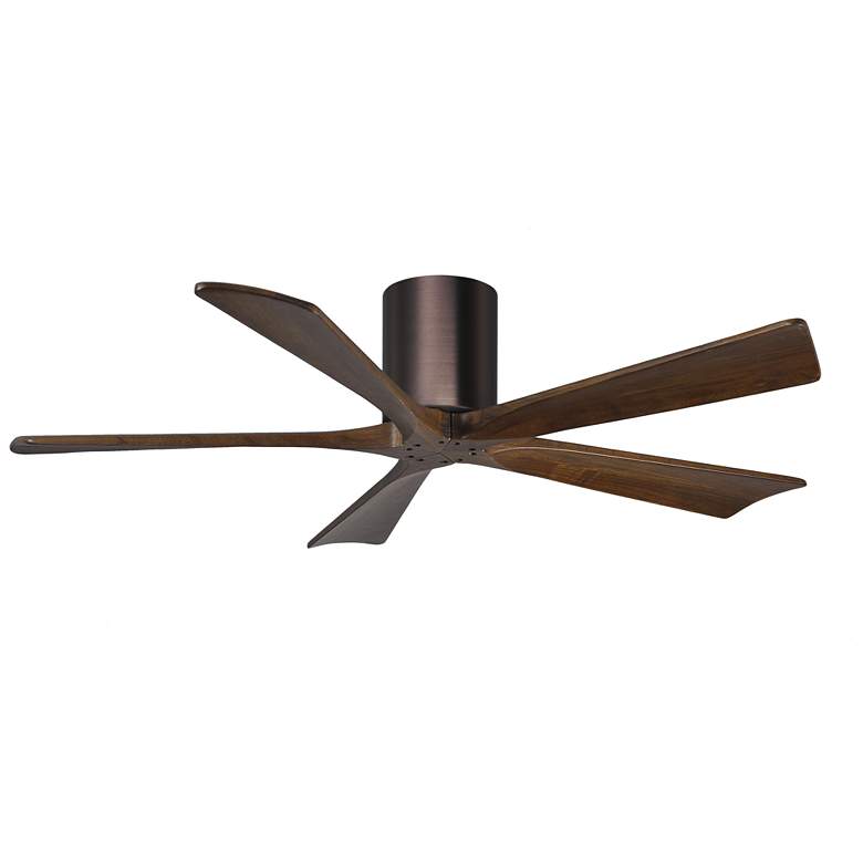 Image 1 52" Matthews Irene-5H Bronze and Walnut Hugger Ceiling Fan with Remote