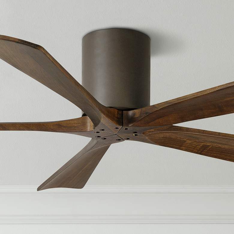 Image 1 52" Matthews Irene-5H Bronze and Walnut Hugger Ceiling Fan with Remote