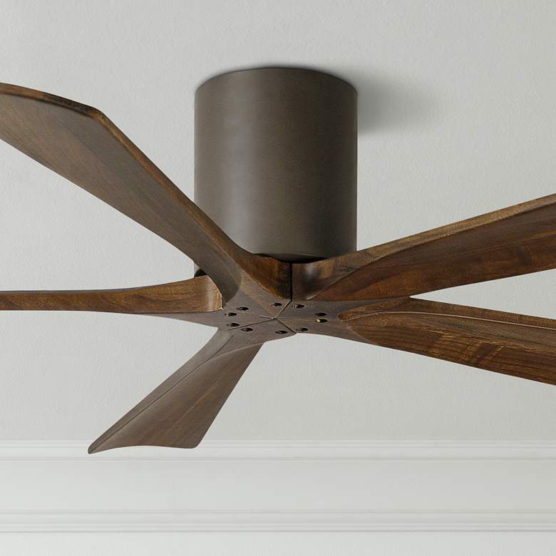 Image 1 52 inch Matthews Irene-5H Bronze and Walnut Hugger Ceiling Fan with Remote