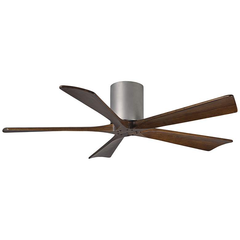 Image 2 52 inch Matthews Irene-5H Brushed Nickel and Walnut Hugger Ceiling Fan