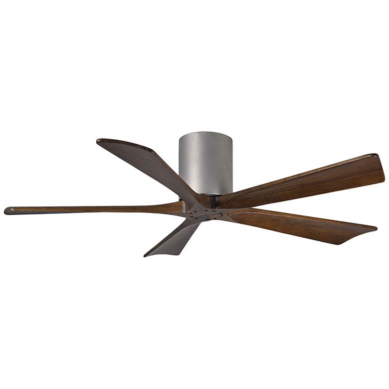 Image 2 52" Matthews Irene-5H Brushed Nickel and Walnut Hugger Ceiling Fan