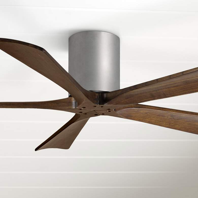 Image 1 52" Matthews Irene-5H Brushed Nickel and Walnut Hugger Ceiling Fan