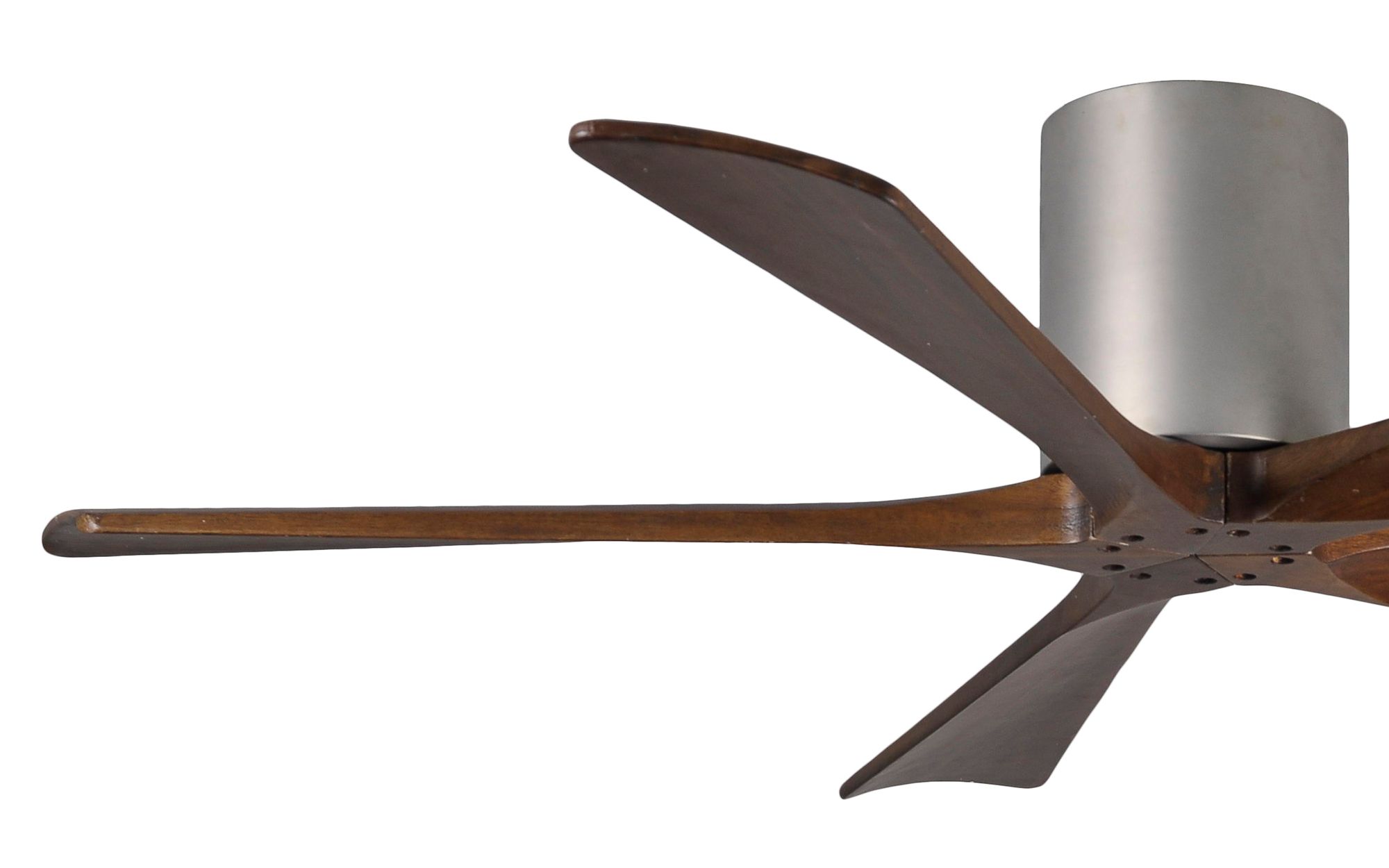 52" Matthews Irene-5H Brushed Nickel and Walnut Hugger Ceiling Fan