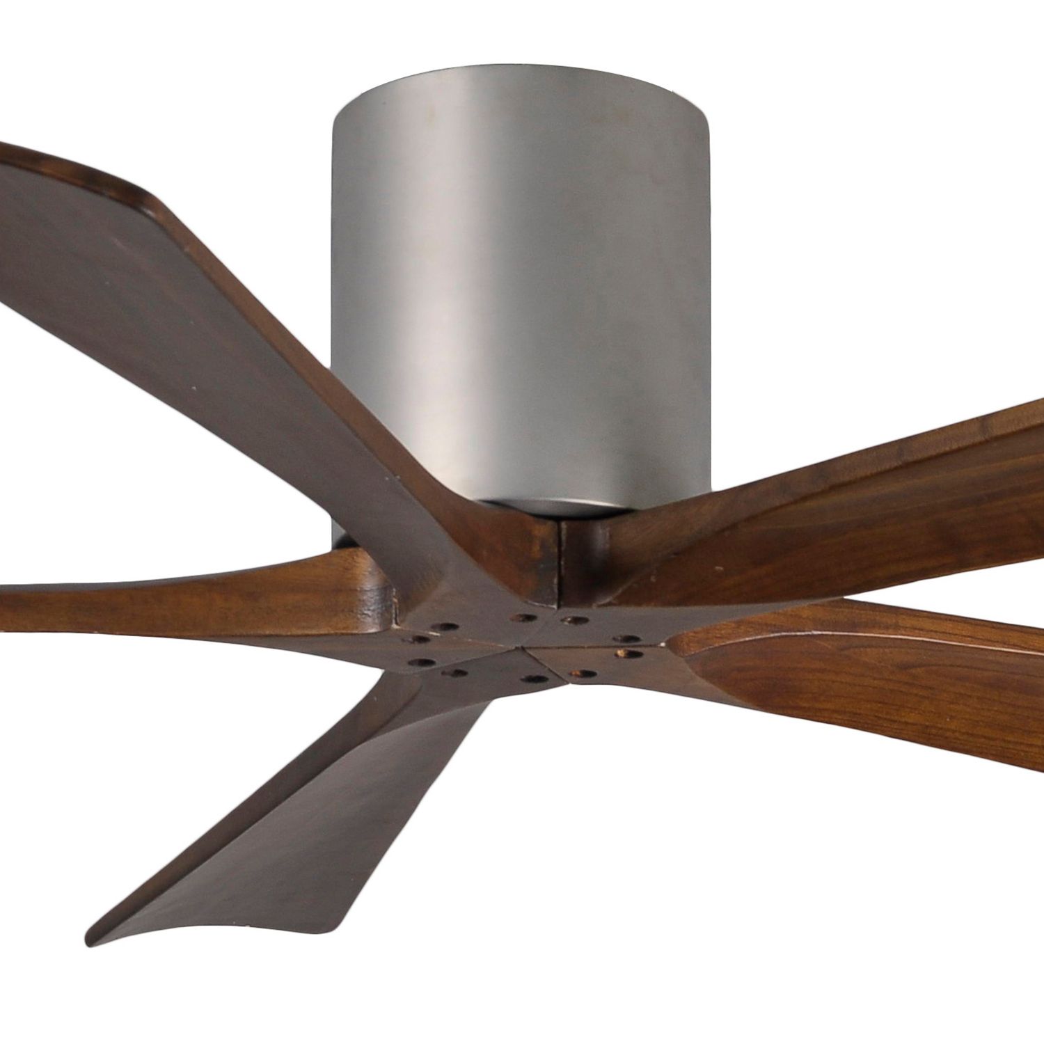 52" Matthews Irene-5H Brushed Nickel and Walnut Hugger Ceiling Fan