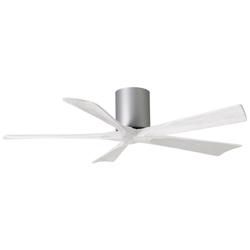 52&quot; Matthews Irene-5H Brushed Nickel White Hugger Fan with Remote