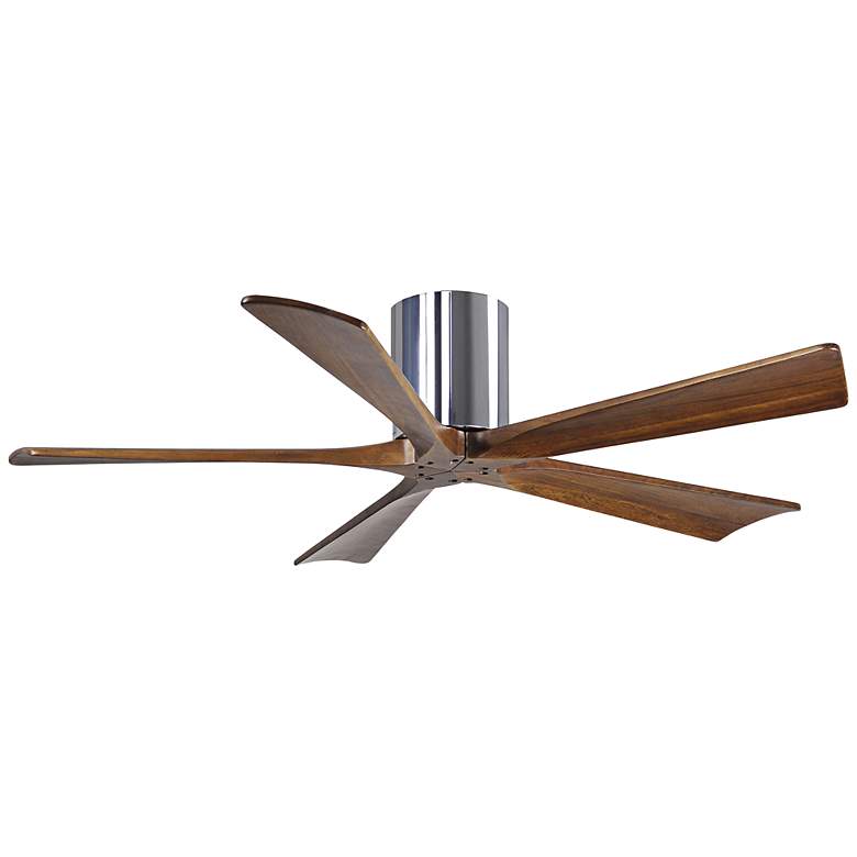 Image 2 52" Matthews Irene-5H Chrome and Walnut Hugger Ceiling Fan with Remote