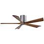 52" Matthews Irene-5H Chrome and Walnut Hugger Ceiling Fan with Remote