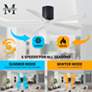 52" Matthews Irene-5H Damp Black White Hugger Ceiling Fan with Remote