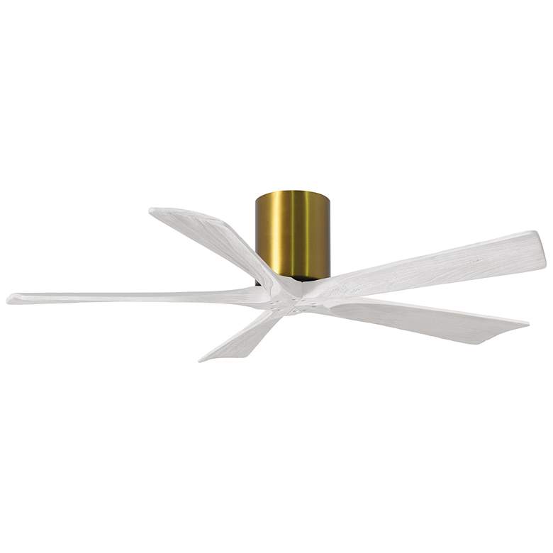 Image 1 52" Matthews Irene-5H Damp Brass and White Hugger Fan with Remote