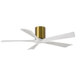 52&quot; Matthews Irene-5H Damp Brass and White Hugger Fan with Remote