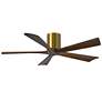 52" Matthews Irene-5H Damp Rated Brass Walnut Hugger Fan with Remote