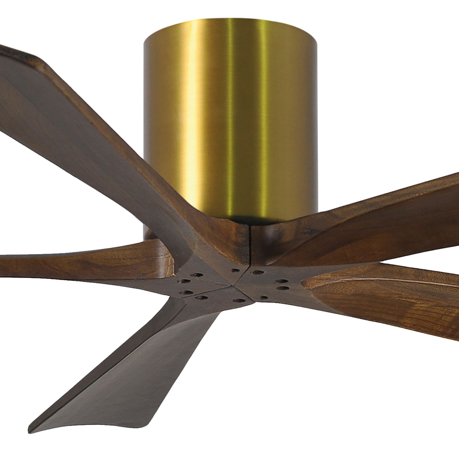 Image 2 52" Matthews Irene-5H Damp Rated Brass Walnut Hugger Fan with Remote more views