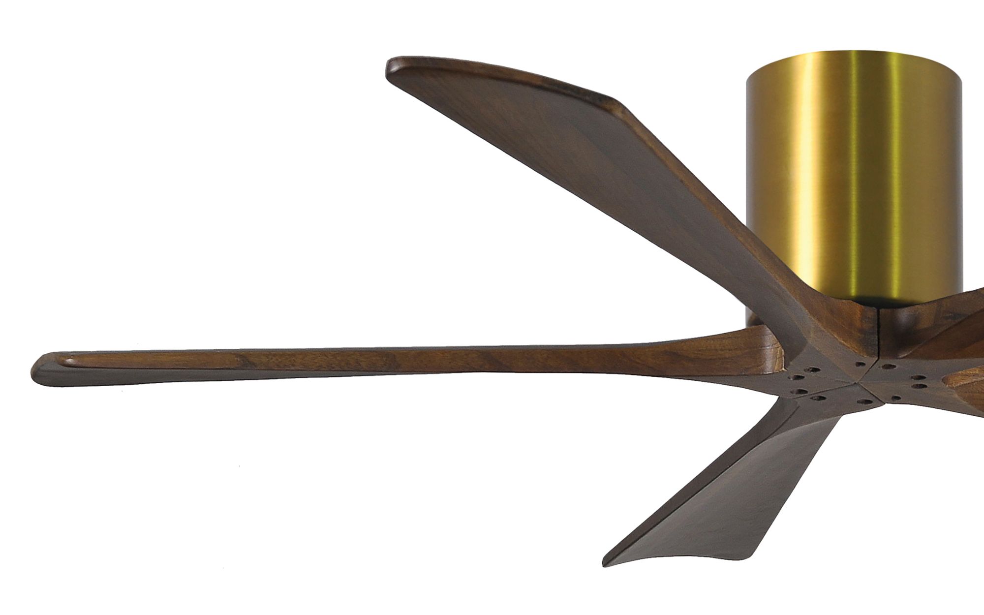 Image 3 52" Matthews Irene-5H Damp Rated Brass Walnut Hugger Fan with Remote more views