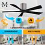 52" Matthews Irene-5H Pewter and Black Hugger Ceiling Fan with Remote