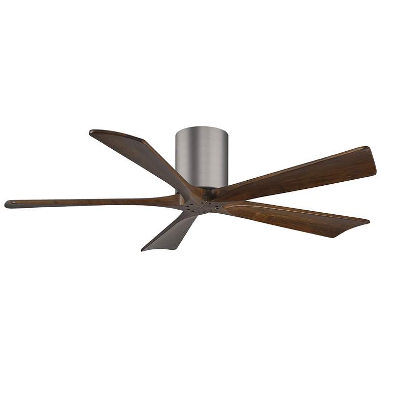 Image 1 52" Matthews Irene-5H Pewter and Walnut Hugger Ceiling Fan with Remote