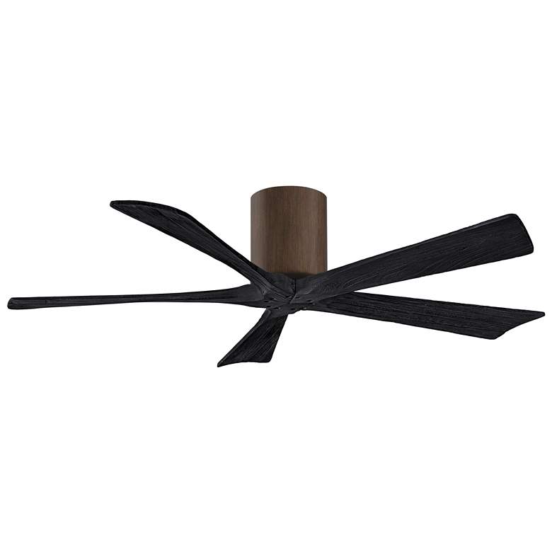 Image 1 52" Matthews Irene-5H Walnut and Black Hugger Ceiling Fan with Remote