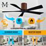 52" Matthews Irene-5H Walnut and Black Hugger Ceiling Fan with Remote