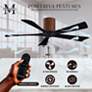 52" Matthews Irene-5H Walnut and Black Hugger Ceiling Fan with Remote
