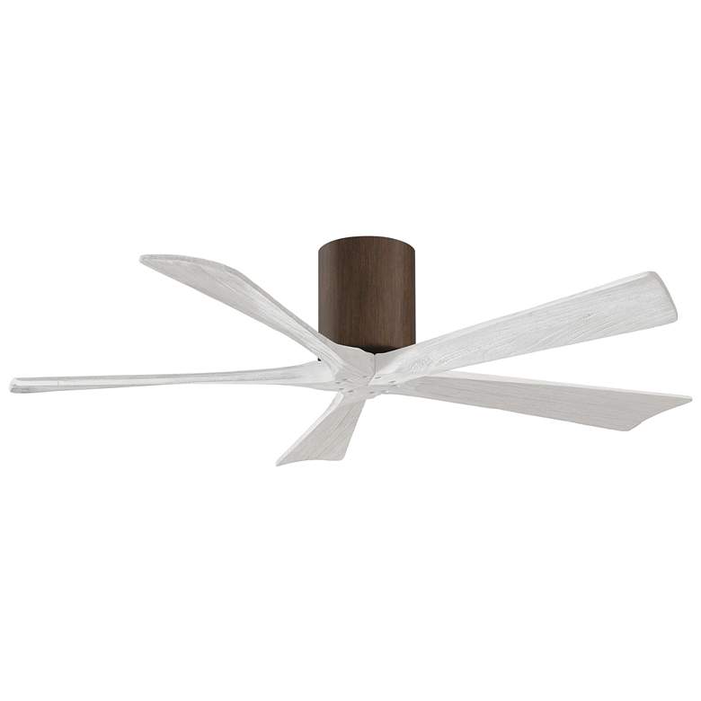 Image 1 52" Matthews Irene-5H Walnut and White Hugger Ceiling Fan with Remote