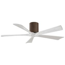 52&quot; Matthews Irene-5H Walnut and White Hugger Ceiling Fan with Remote