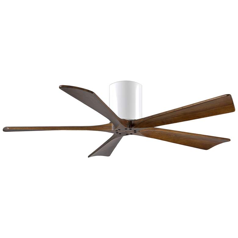 Image 1 52" Matthews Irene-5H White and Walnut Hugger Ceiling Fan with Remote