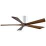 52" Matthews Irene-5H White and Walnut Hugger Ceiling Fan with Remote