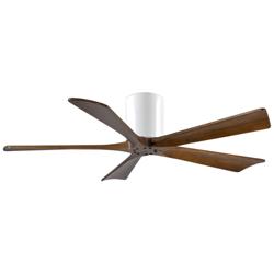 52&quot; Matthews Irene-5H White and Walnut Hugger Ceiling Fan with Remote
