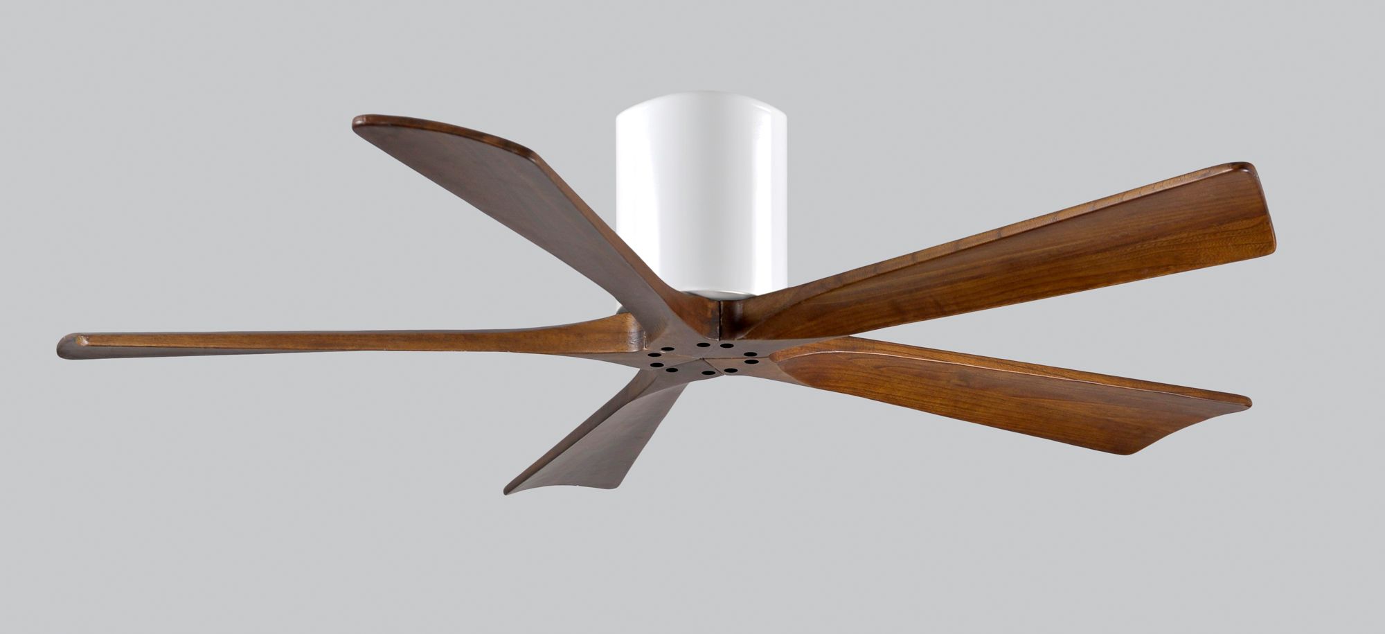 Image 7 52" Matthews Irene-5H White and Walnut Hugger Ceiling Fan with Remote more views