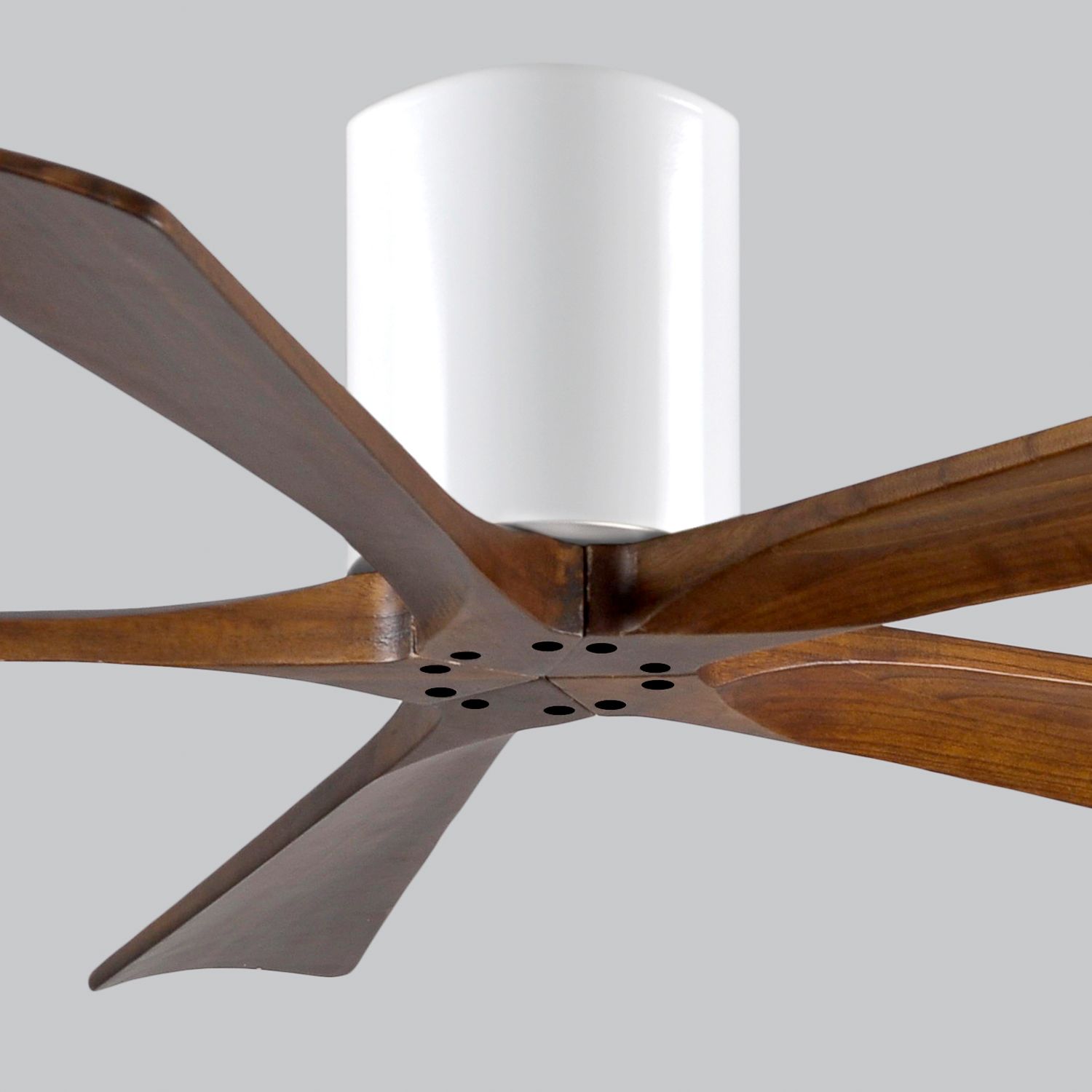 52" Matthews Irene-5H White and Walnut Hugger Ceiling Fan with Remote