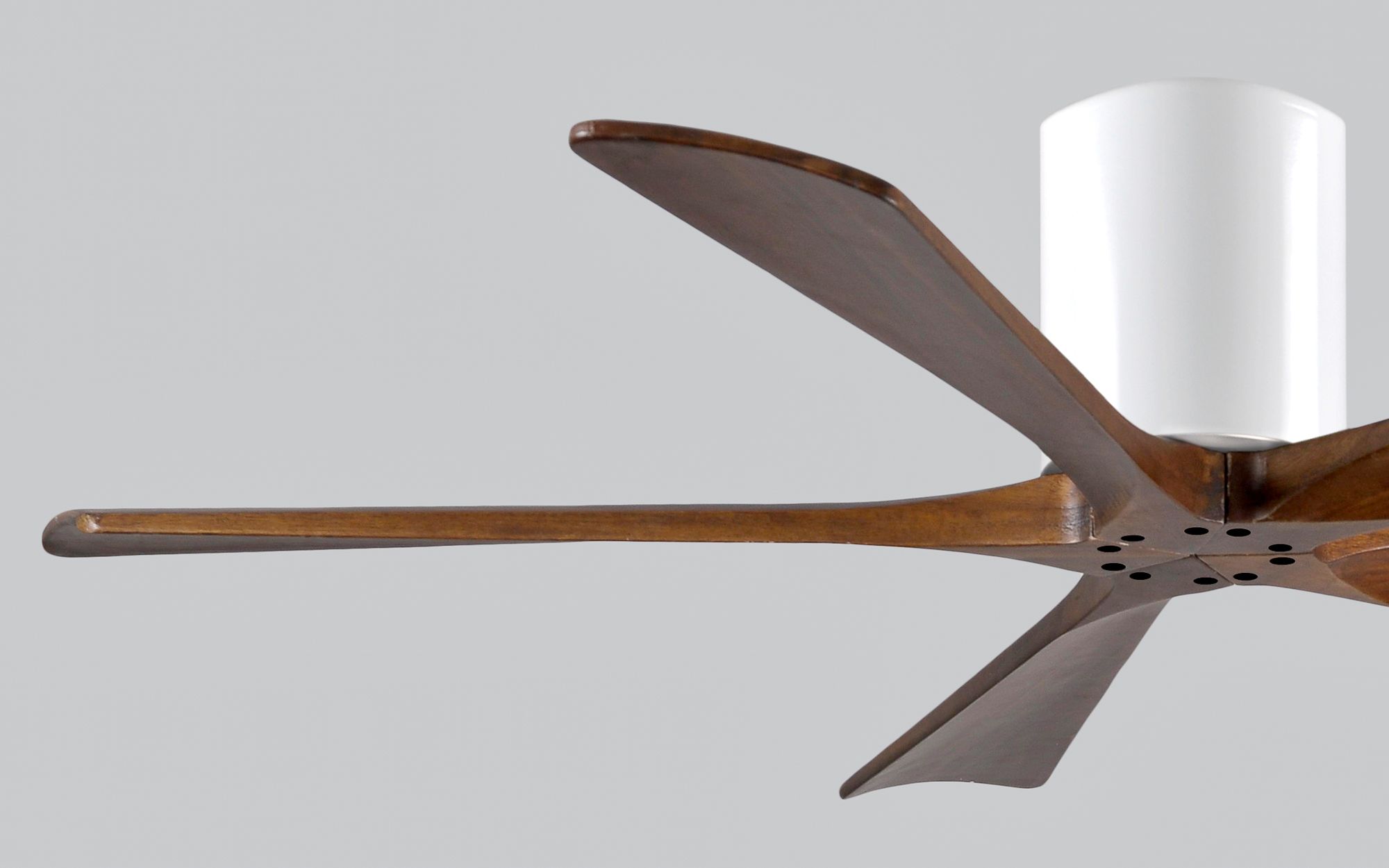 52" Matthews Irene-5H White and Walnut Hugger Ceiling Fan with Remote
