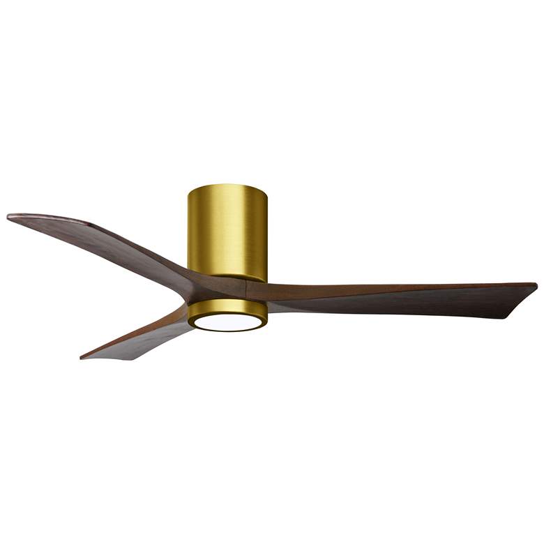 Image 1 52 inch Matthews Irene Three Blade Brass Walnut Hugger LED Ceiling Fan